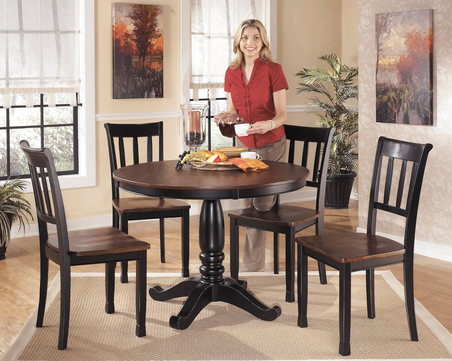 Owingsville Modern Farmhouse Dining Room Side Chair, Set of 2, Black and Brown
