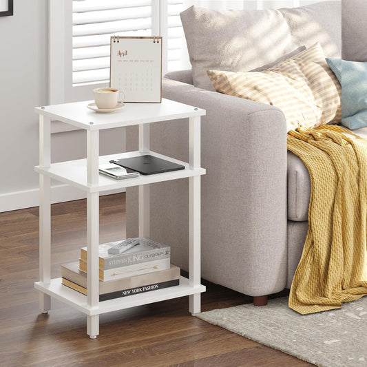 Set of 2 End Table, Side Table, Nightstand, 3-Tier Storage Shelf, Couch Table for Small Space TB01BW0492