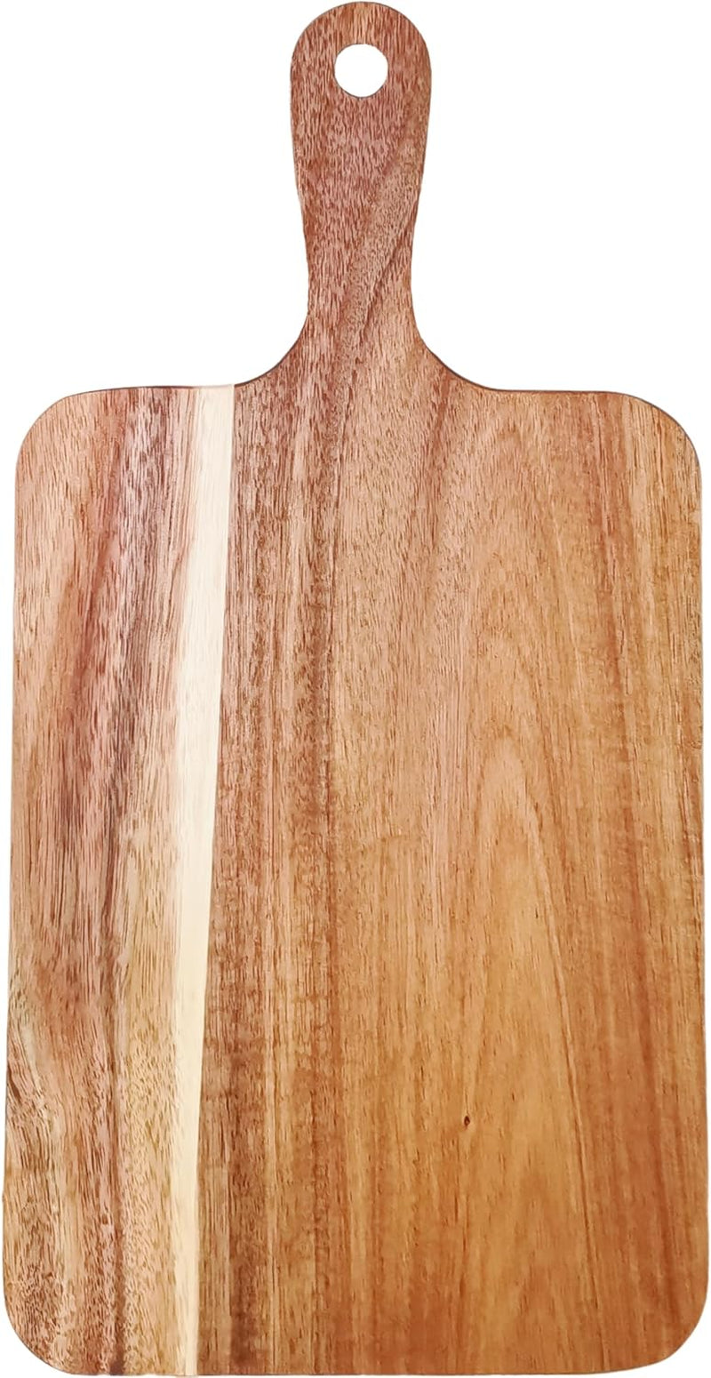 Acacia Wood Cutting Board with Handle, Wooden Cutting Boards, Chopping Board, Charcuterie Board, Serving Board for Cheese, Bread, Pizza, Vegetables & Fruits (1, 13.8"L X 7"W)
