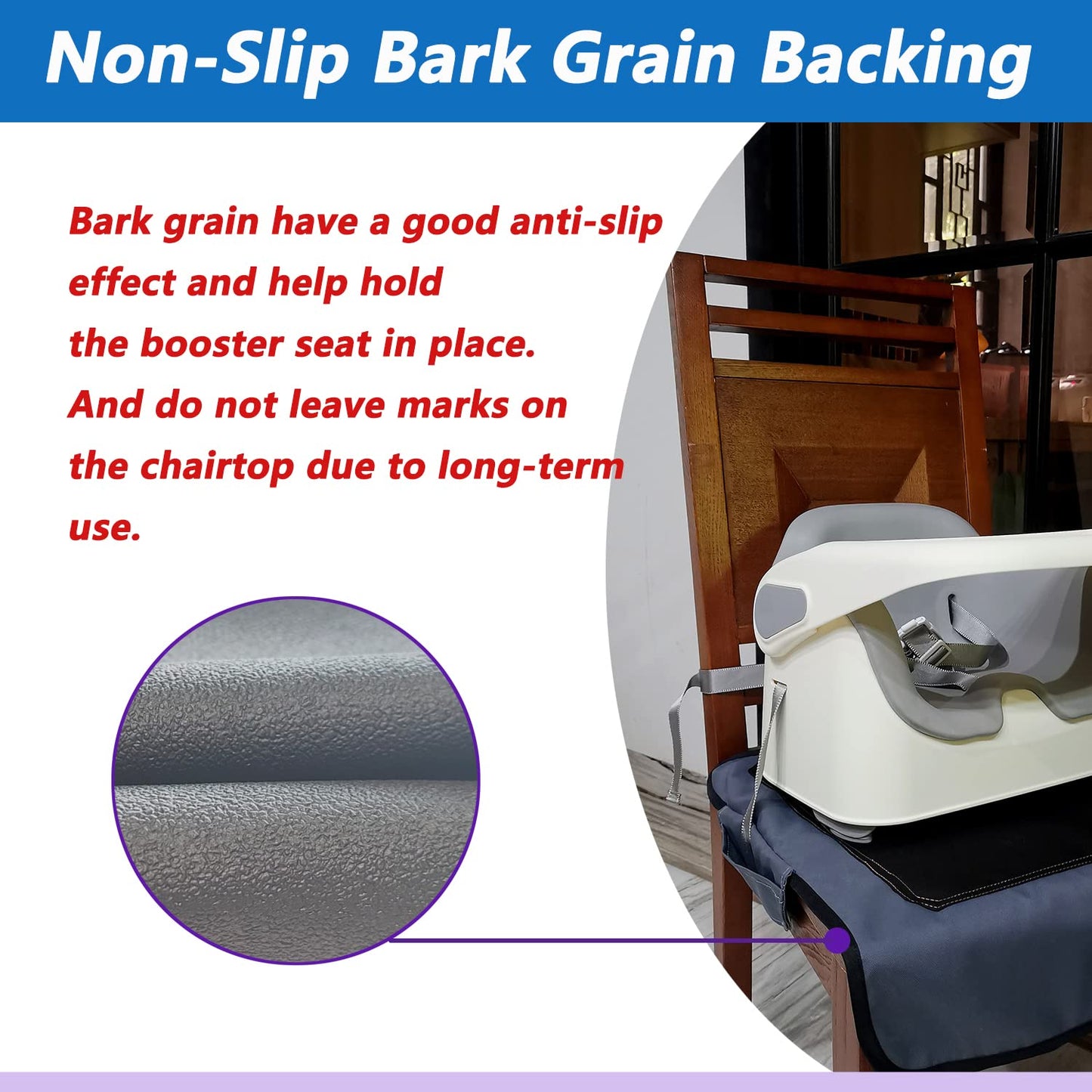 Extra Large Booster Chair Protector Cover,Dining High Chair Seat Cover Protect Booster Chair Cover,Non-Slip Bark Grain Backing, Waterproof,Oil-Proof and Stain-Proof,Easy to Wipe Clean Gray