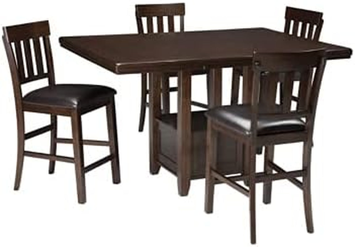 Haddigan Traditional Rectangular 36" Counter Height Dining Extension Table, Dark Brown
