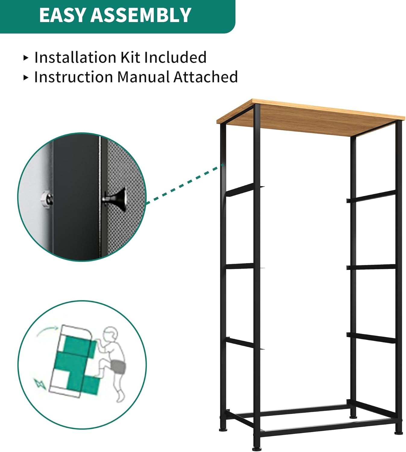 Dresser with 4 Drawers - Fabric Storage Tower, Organizer Unit for Bedroom, Living Room, Hallway, Closets - Sturdy Steel Frame, Wooden Top & Easy Pull Fabric Bins