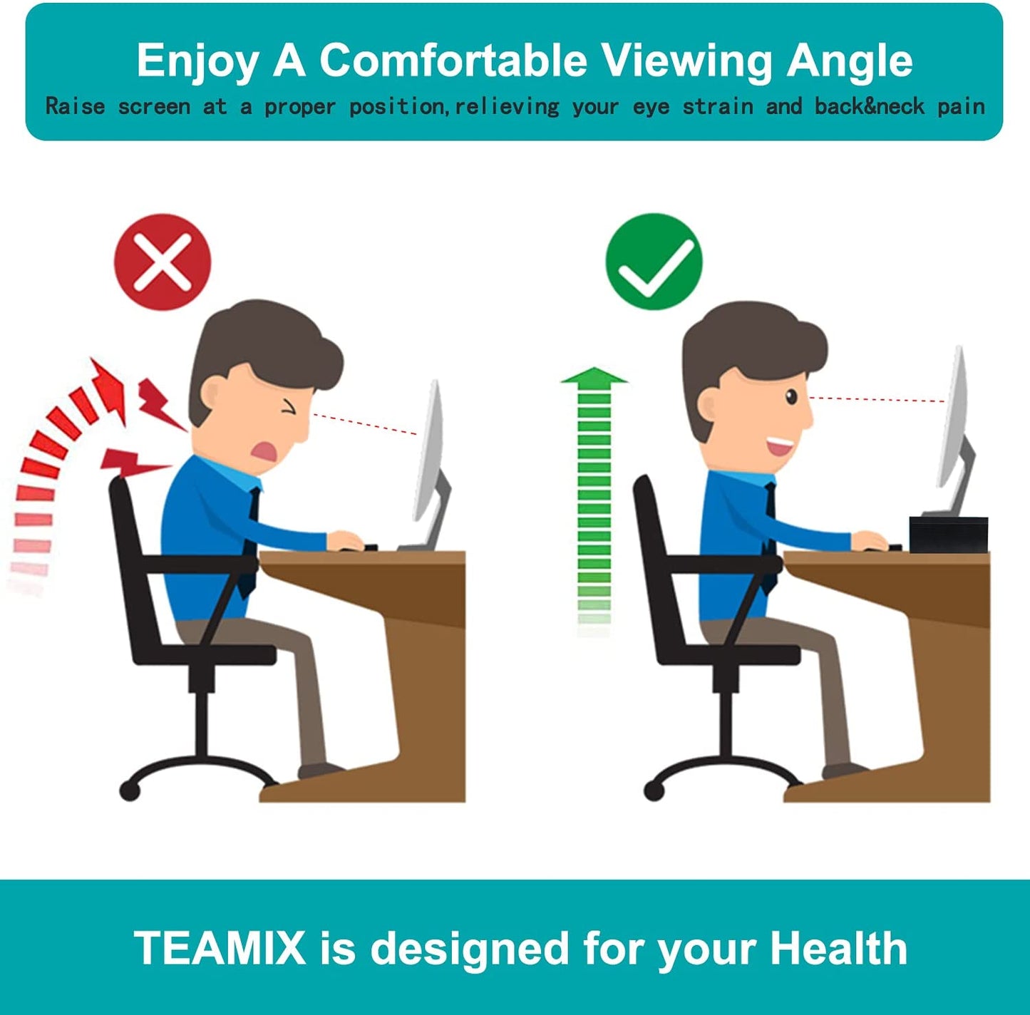 14.2 Inch Monitor Stand Riser, Wood Monitor Riser with Storage for Desk Small Monitor Stand Tv/Screen/Pc/Laptop Riser Computer Stand Desktop Shelf (Black-14.2 Inch)