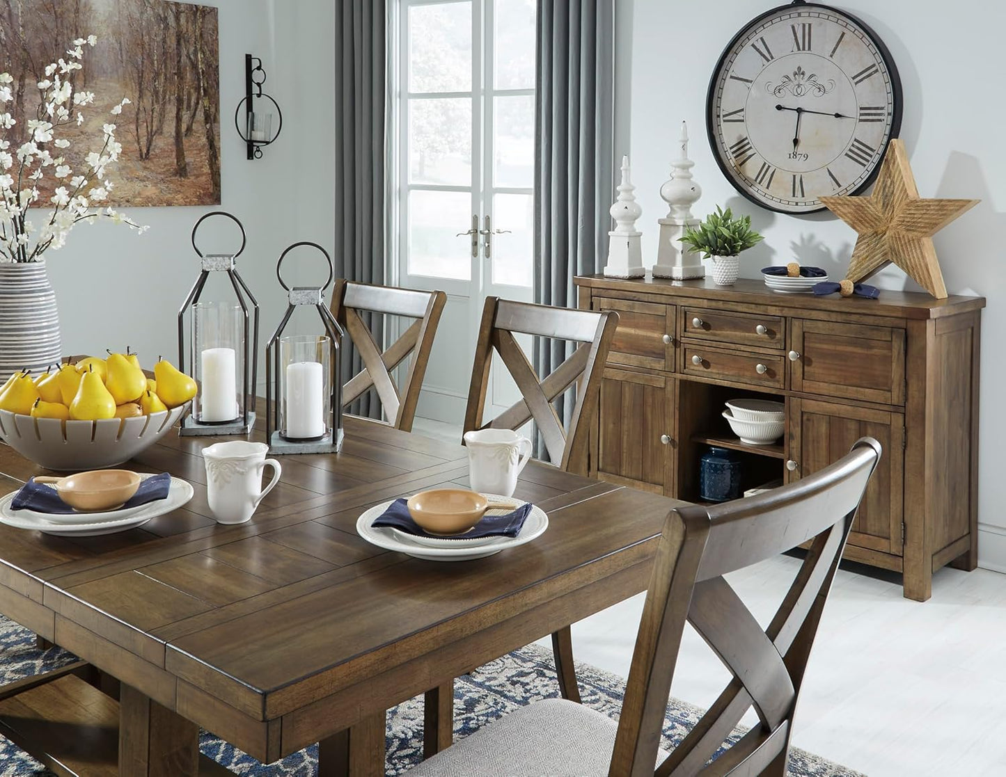 Moriville Farmhouse 36” X 30” Dining Extension Table, Seats up to 8, Brown