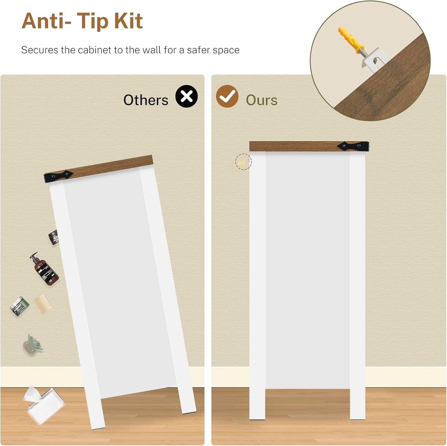 47.2" Dresser for Bedroom, White 6 Drawer Dresser with Metal Handles, Wood Dressers & Chests of Drawers for Closet, Farmhouse Dressers for Bedroom, Entryway, White
