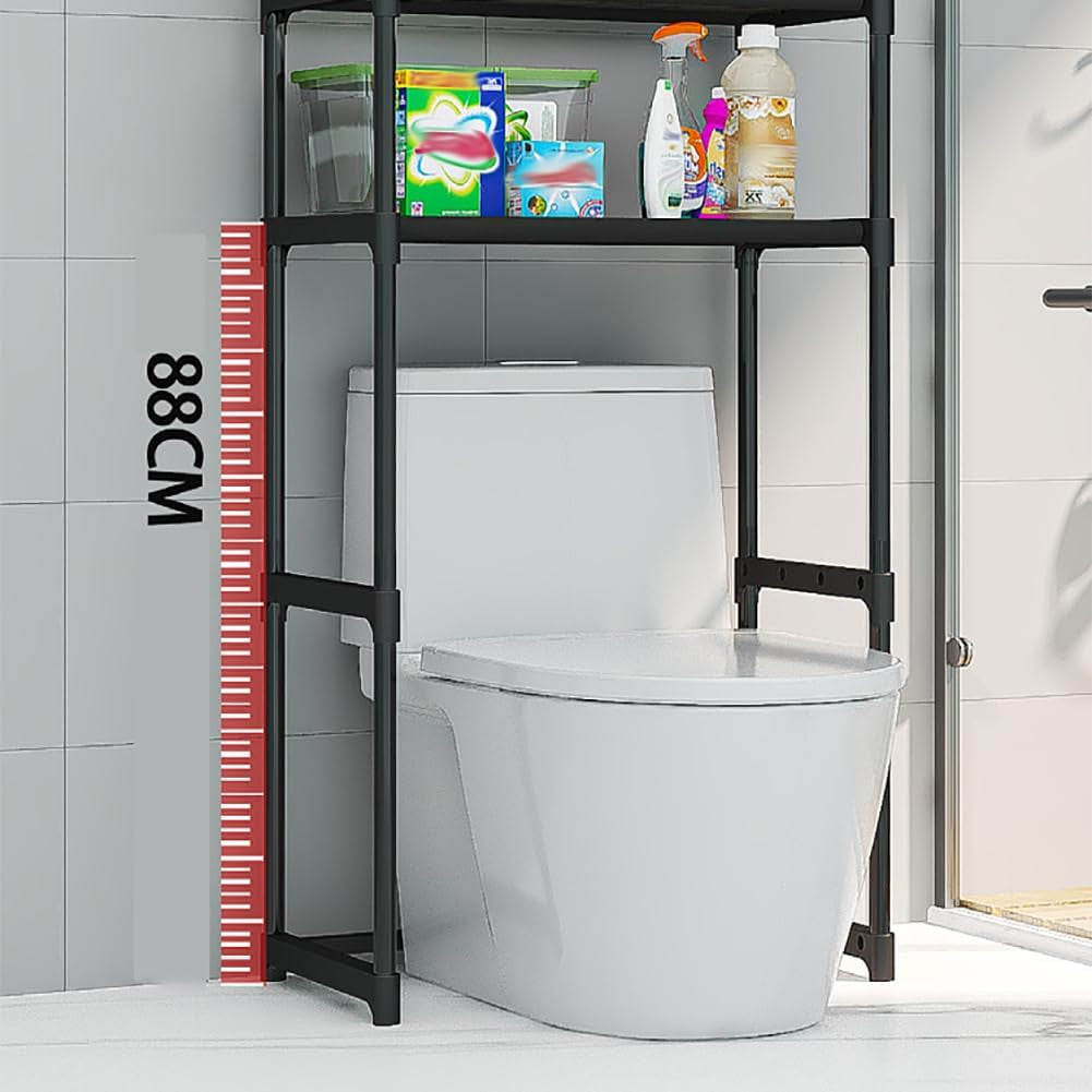 Over the Toilet Storage Rack, 3 Tier Bathroom over Toilet Organizer Rack, Space Saver Metal Bathroom Shelves, Freestanding Bathrooms Shelves for Restroom Laundry Balcony, White