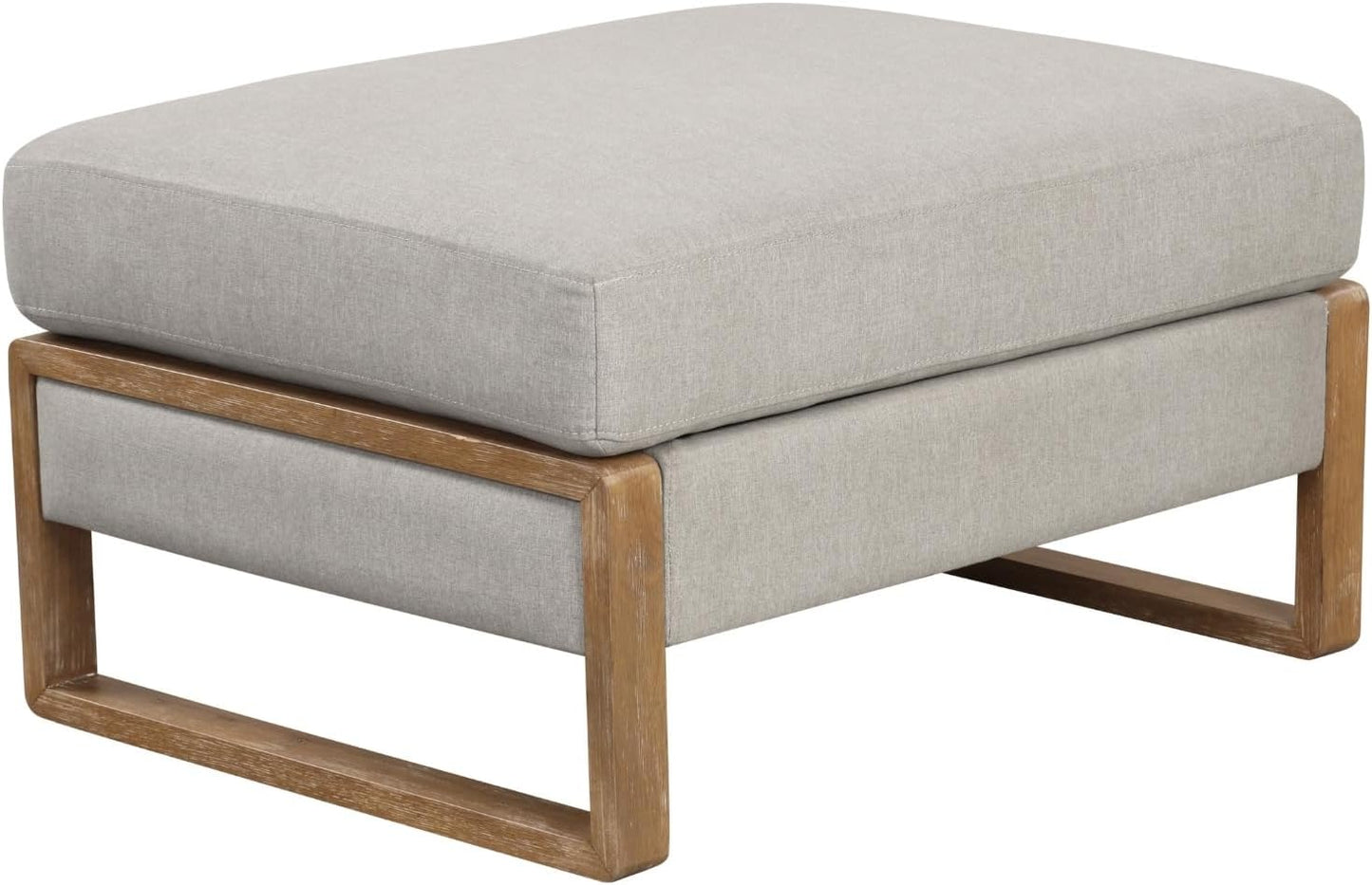 Madison Modern Ottoman Coffee Table with Storage, Upholstered Ottoman with Solid Wood Legs, Sand/Light Brown