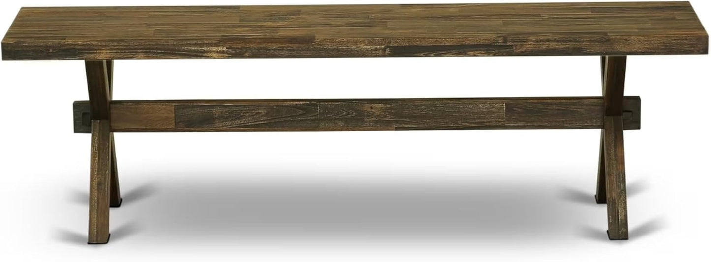 XB777 X-Style Modern Dining Room Bench with Wooden Seat, 72X15X18 Inch, Multi-Color