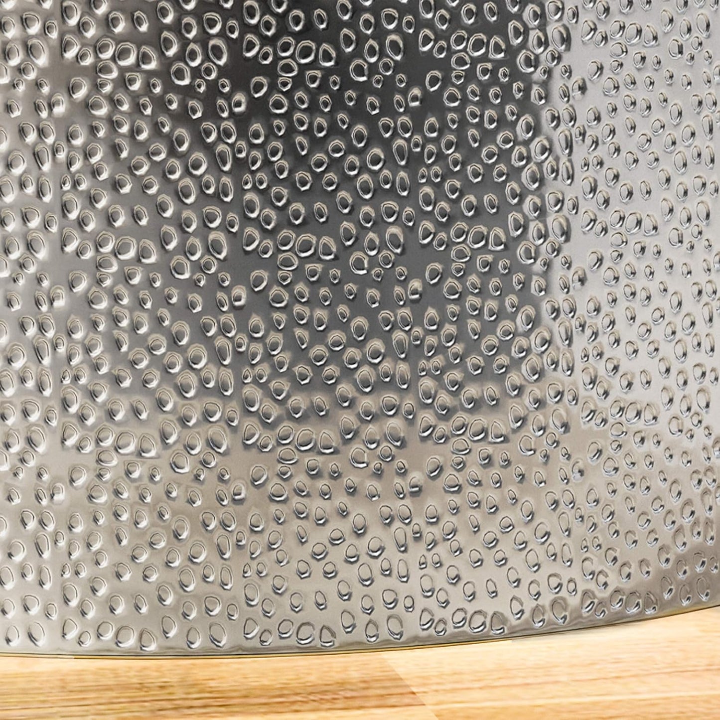 Rache Modern round Coffee Table with Hammered Iron, Silver, 26. 00” L X 26. 00” W X 17. 25” H