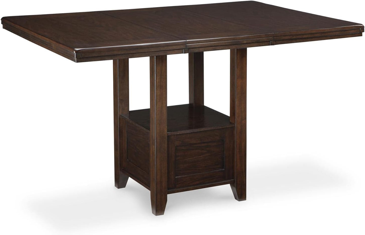 Haddigan Traditional Rectangular 36" Counter Height Dining Extension Table, Dark Brown
