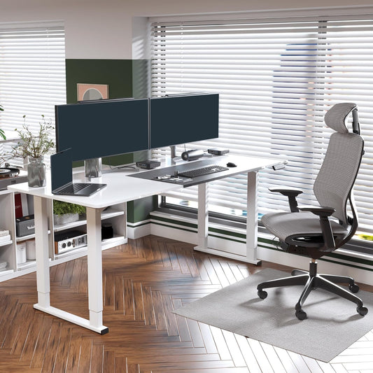 4-Leg Standing Desk, Electric Height Adjustable Desk with Memory Presets for Home Office, Stand up Desk Computer Workstation, 78X32 Inches White