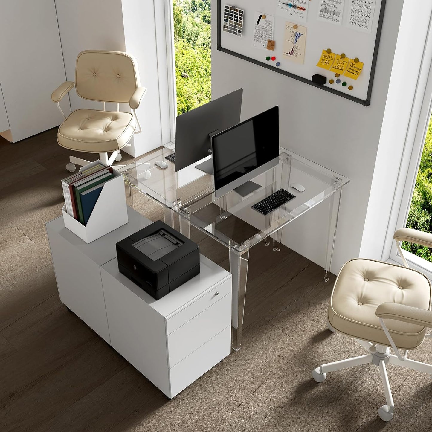 Clear acrylic modern computer desk, view 8