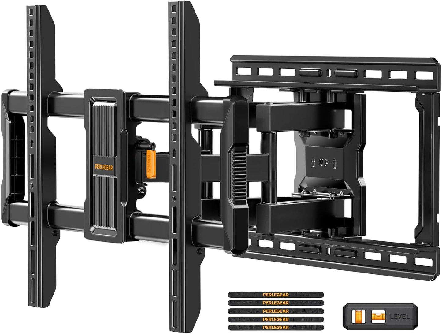 Ul-Listed Full Motion TV Wall Mount for 40–86 Inch Flat Curved Tvs up to 132 Lbs, 12″/16″ Wood Studs, TV Mount Bracket with Tool-Free Tilt, Swivel, Extension, Max VESA 600 X 400Mm, PGLF15