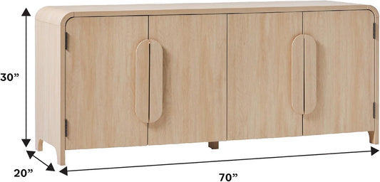 Chantelle Sideboard TV Stand with Storage, 70", Coastal Oak