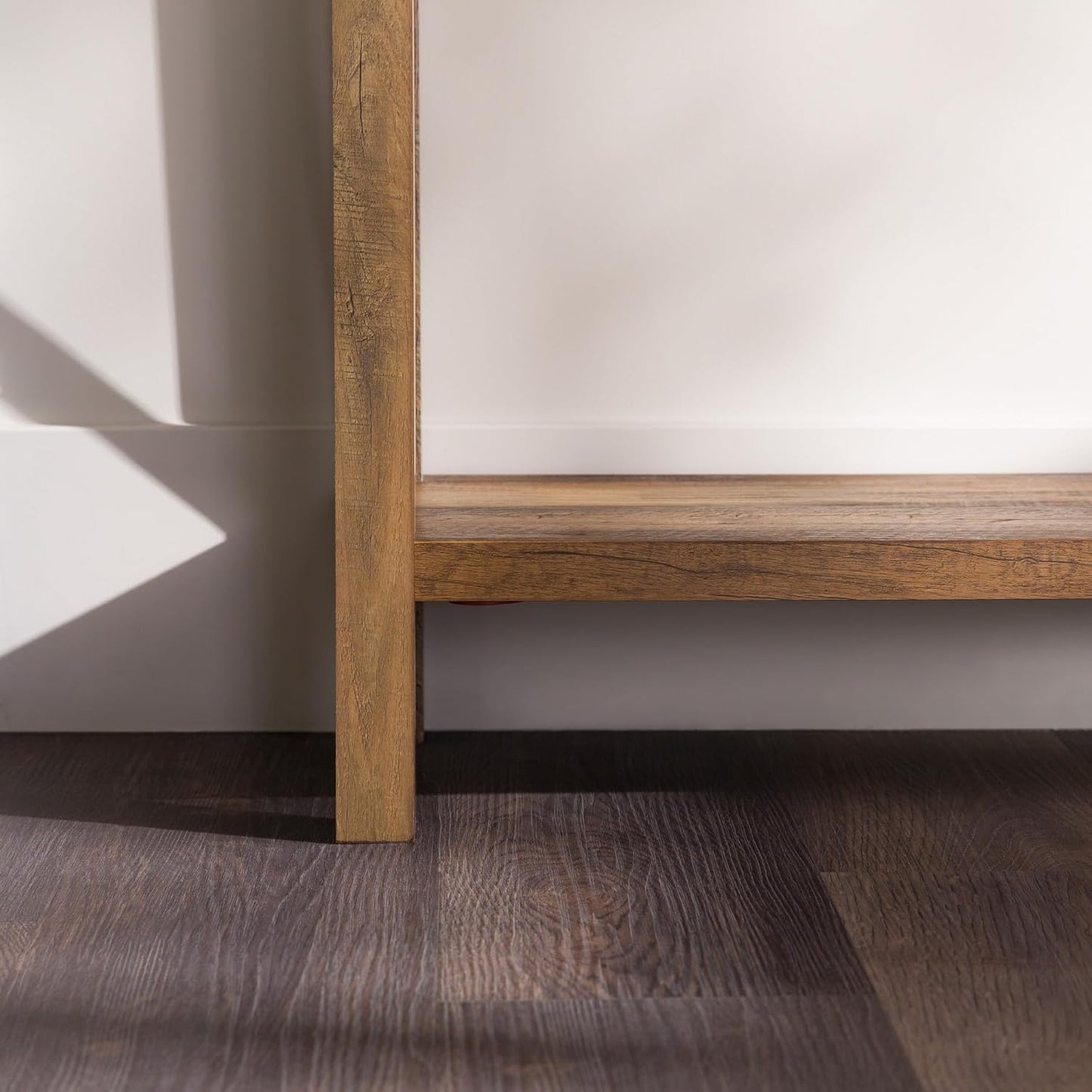 Sedalia Modern Farmhouse Metal X Entry Table, 46 Inch, Rustic Oak