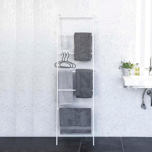 Home Plate Leaning Ladder Hanger - Bathroom Storage Rack Holder Stand, 63" - Steel