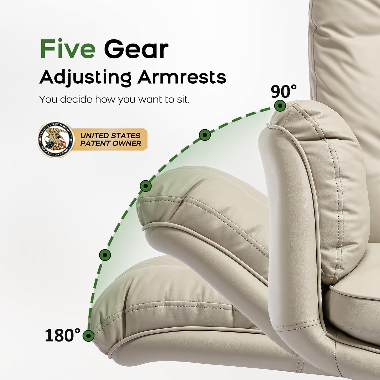 Criss Cross Chair with Armrests & Wheels for Cross-Legged Sitting ,Comfortable Adjustable Swivel Office Desk Chair –PU Leather Vanity Chair for Home, Makeup and Bedroom (Cream)