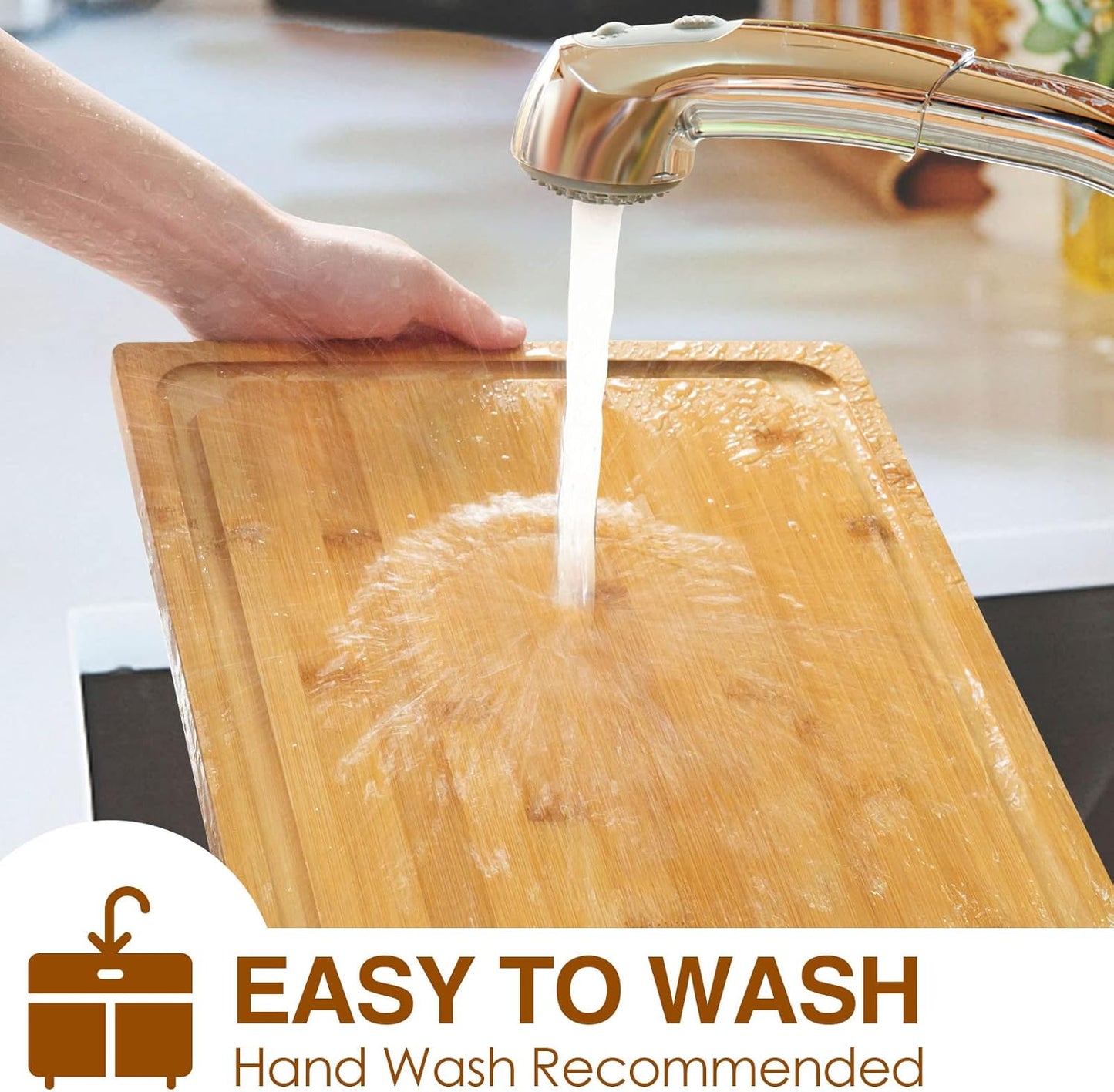 Extra Large Cutting Board, 17.6" Bamboo Cutting Boards for Kitchen with Juice Groove and Handles Kitchen Chopping Board for Meat Cheese Board Heavy Duty Serving Tray, XL,
