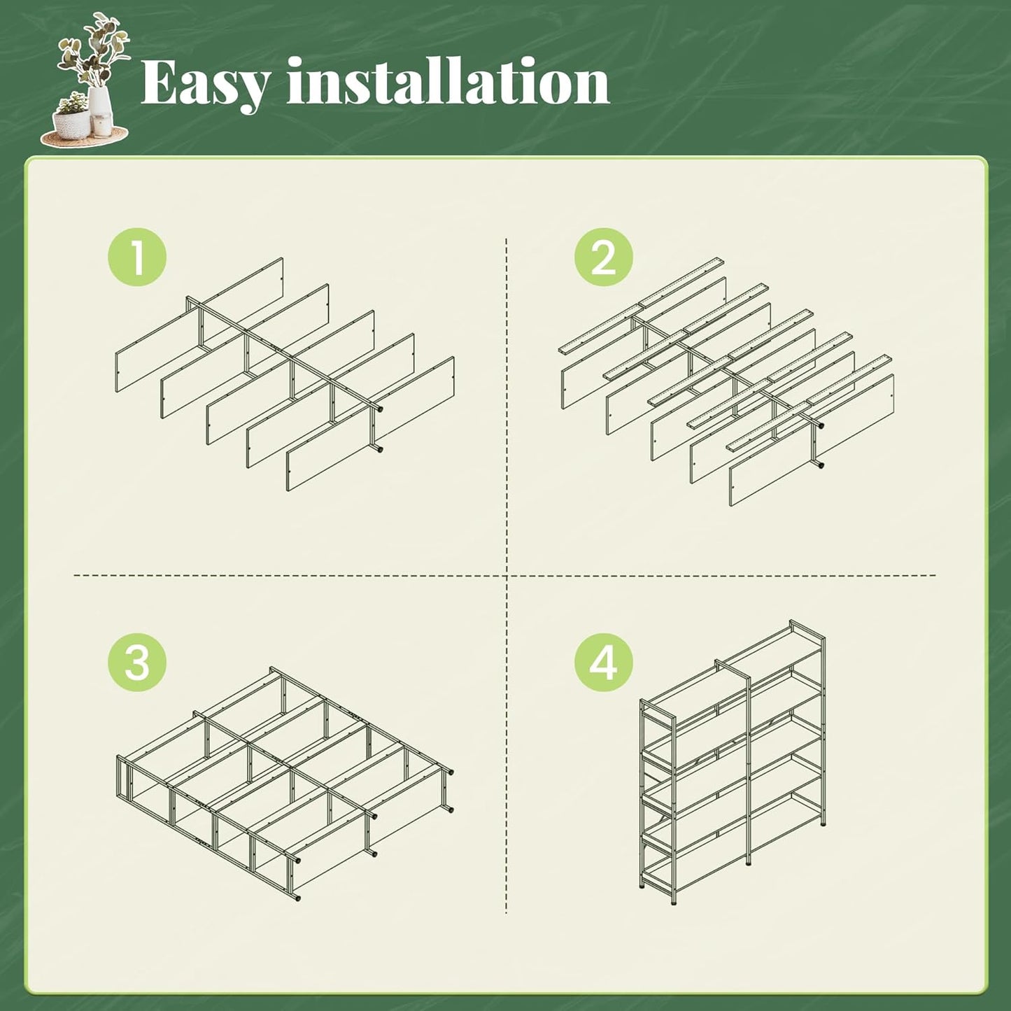 5 Tier Bookshelf, Display Bookshelf with 10 Open Shelves and Raised Baffle, 47.2 Inch Straight Wide Bookcase with Metal Frame and Wooden Board, Adjustable Feet, Rustic Brown