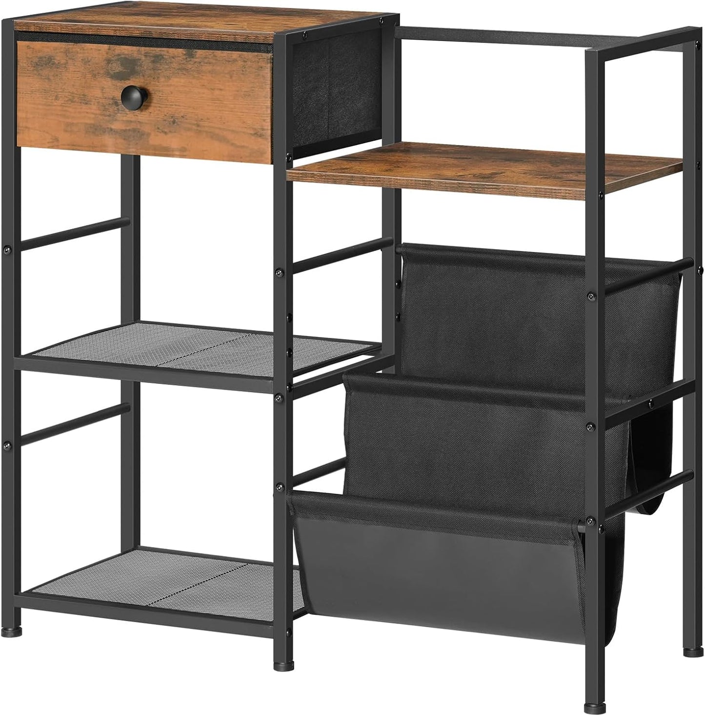 Record Player Stand with Vinyl Storage, Turntable Stand with Record Storage and Display Shelf, Media Cabinet with Drawer for Living Room, Bedroom,Rustic Brown BF75CJ01