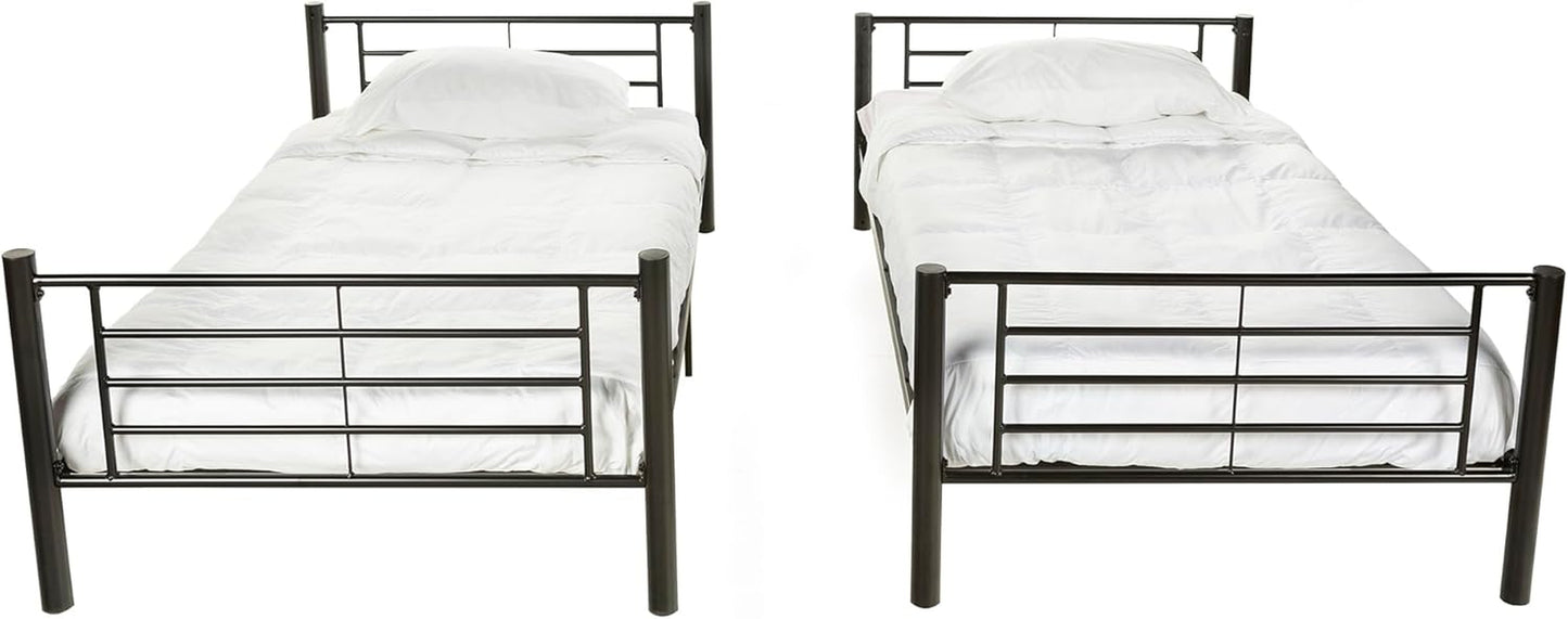 Elodie Urban Industrial Twin over Twin Metal Bunk Bed, Twin over Twin, Black