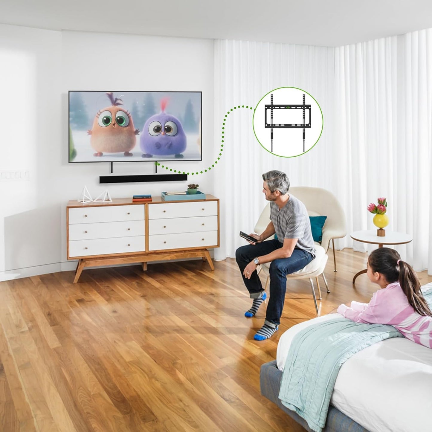 Fixed TV Wall Mount with Low Profile for Most 26-60 Inch LED, LCD and Flat Screen Tvs, Wall Mount Bracket with VESA up to 400X400Mm and Weight Capacity 99Lbs,And Space Saving TV Bracket