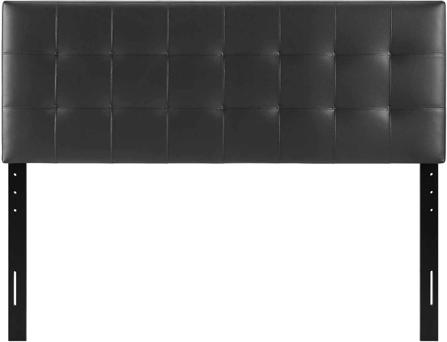 Lily Tufted Faux Leather Upholstered Queen Headboard in Black