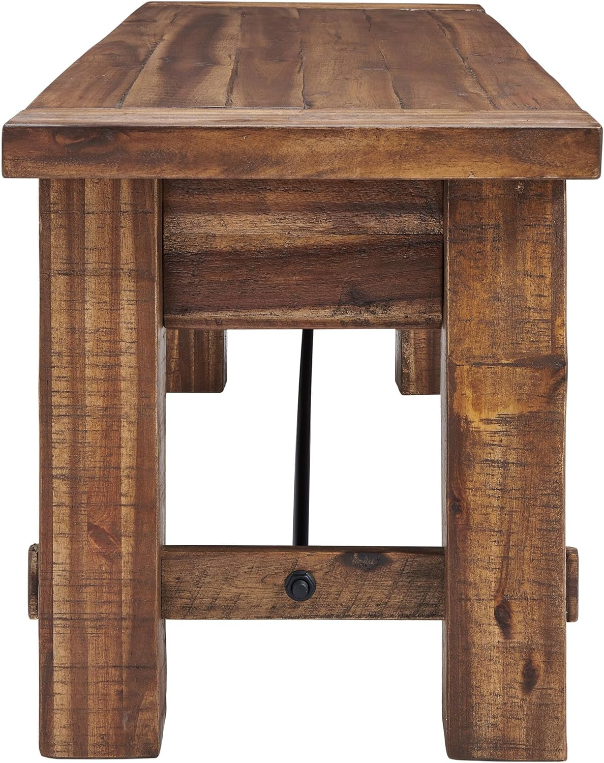 Durango Rustic Farmhouse Style 60-Inch Wood Bench - Industrial Modern Accent Furniture with Solid Wood Seat for Entryway, Dining Room, Hallway, Foyer, or Kitchen by