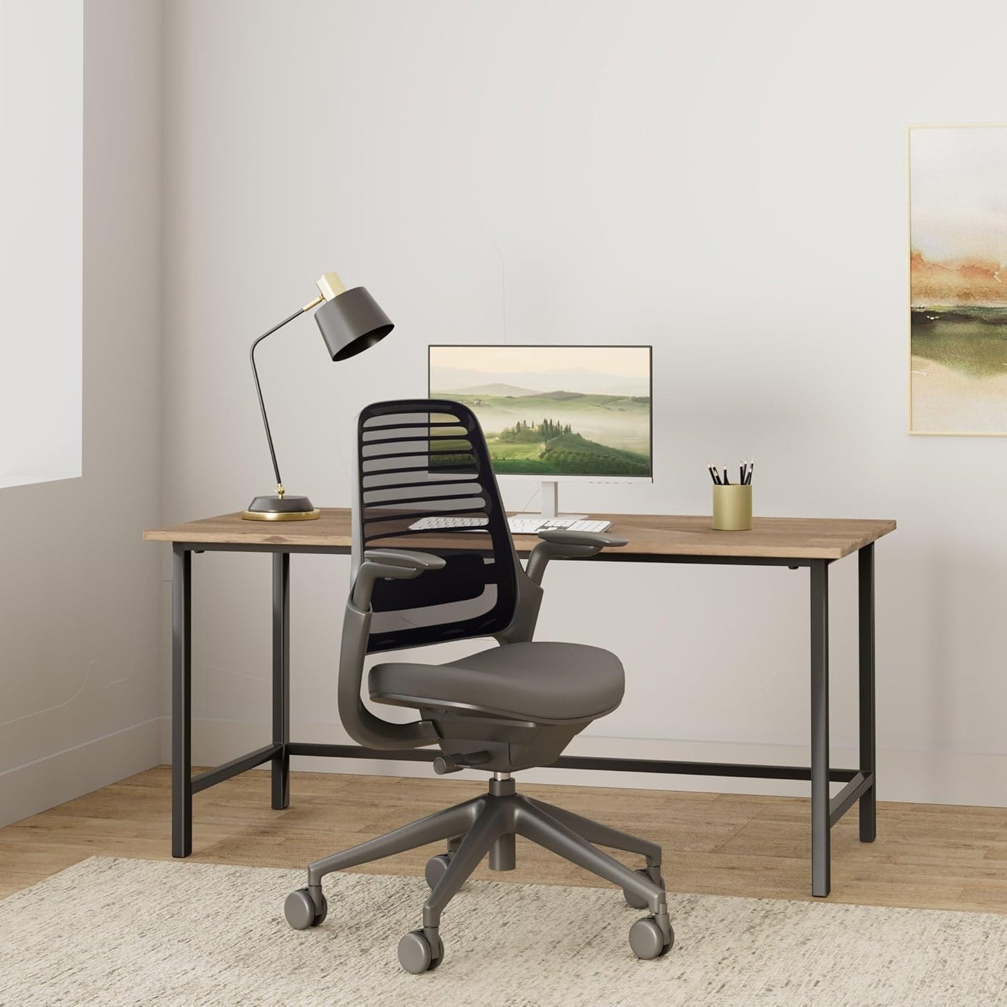 Series 1 Office Chair - Ergonomic Work Chair with Wheels for Carpet - Helps Support Productivity - Weight-Activated Controls, Back Supports & Arm Support - Easy Assembly - Graphite