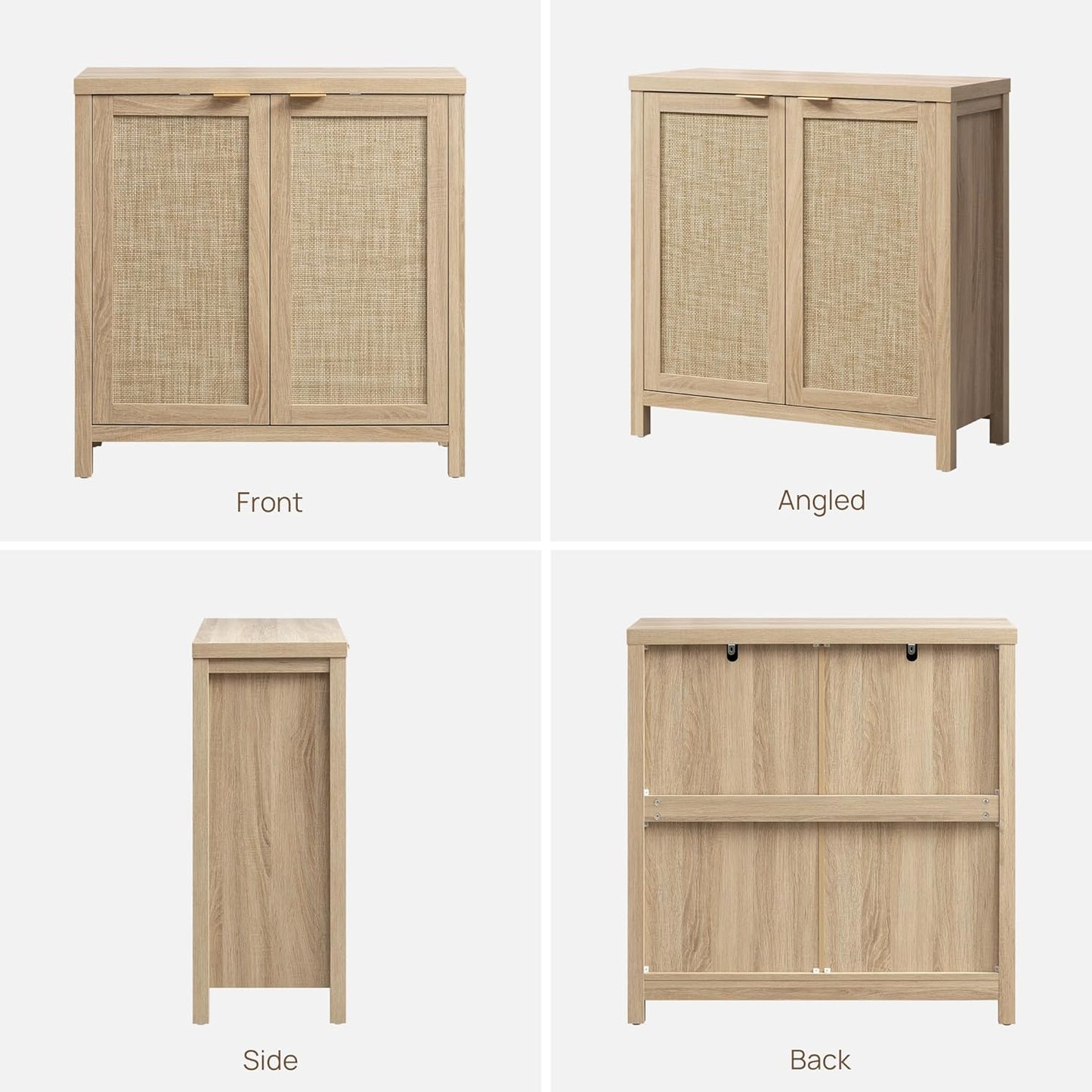 Rattan Sideboard Buffet Cabinet with Large Storage : Boho Credenza Coffee Bar Cabinet with Adjustable Shelves, Farmhouse Console Table for Kitchen, Living Room, Entryway, Natural, 2 Pieces