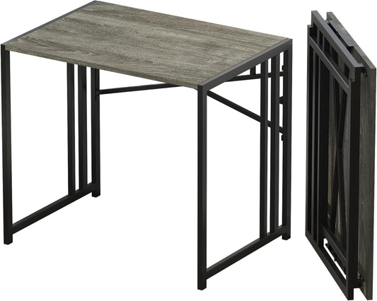 32 Inch Small Folding Desk, Writing Gaming Computer Camping Desk for Small Spaces, No Assembly Required Home Office Desk, Natural and White