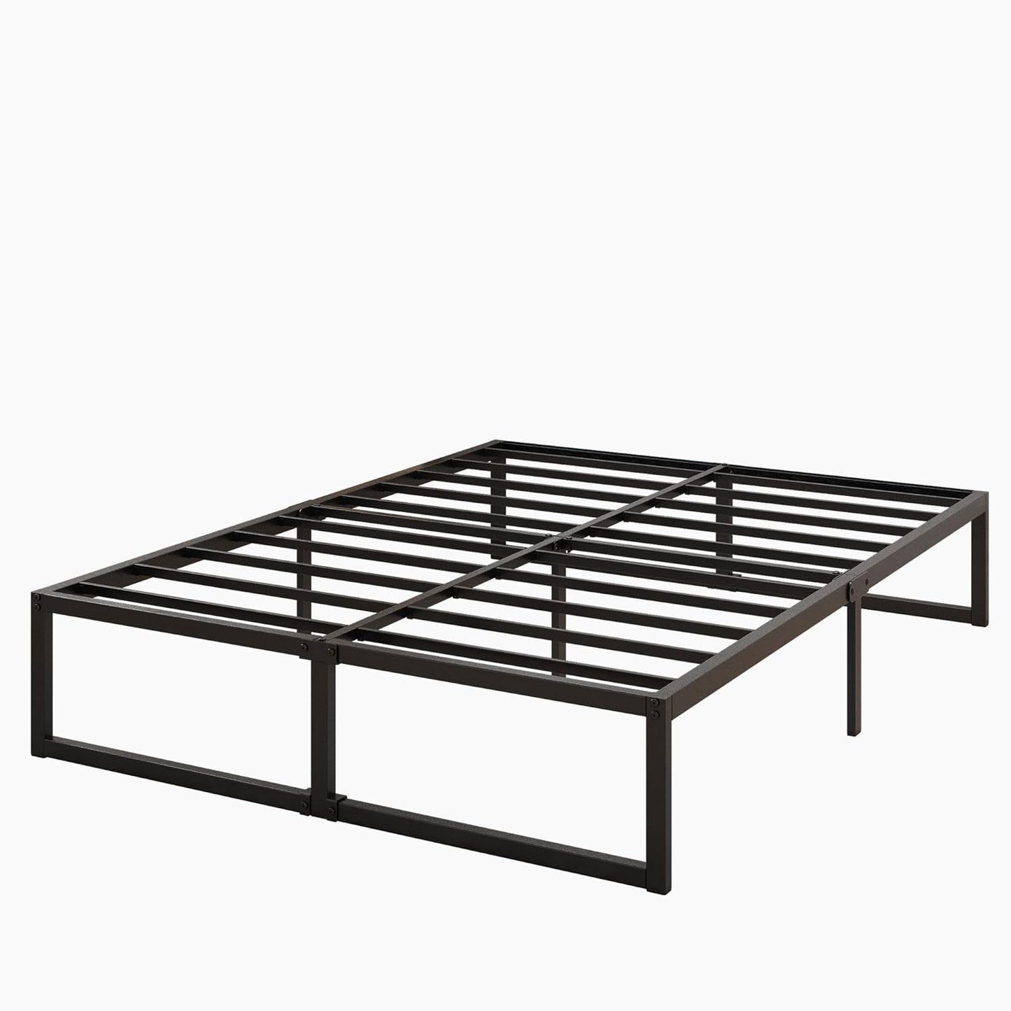 14 Inch Queen Bed Frame Heavy Duty Steel Slat Support Metal Platform Bed Frame Queen Size No Box Spring Needed, Easy Assembly, Black