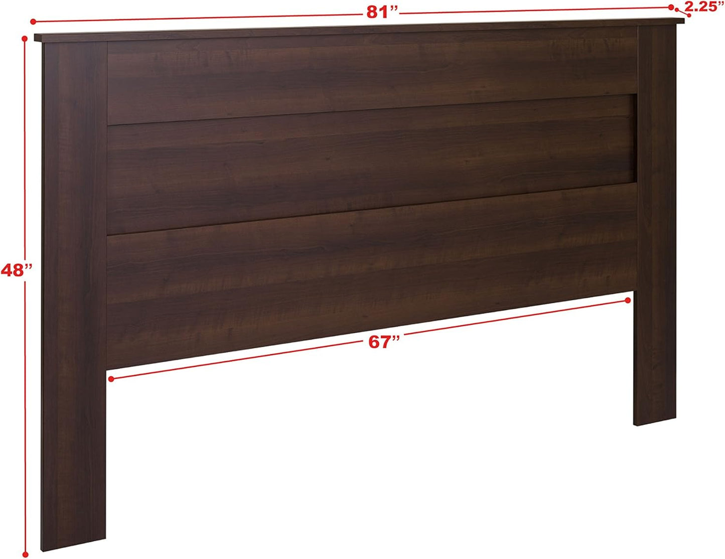 Stylish Flat Wood Panel Headboard for King Size Beds, Simplistic Wooden King Headboard 2.25" D X 81" W X 48" H, Espresso, EHFK-1301-1