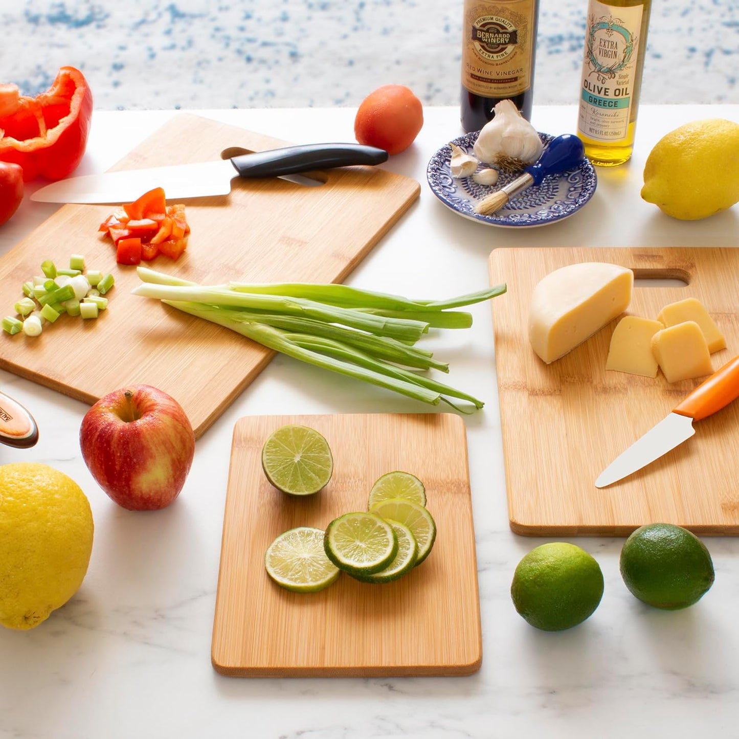 3-Piece Bamboo Cutting Board Set – Reversible Kitchen Boards for Chopping, Cheese & Serving | Durable, Eco-Friendly Wood Cutting Boards