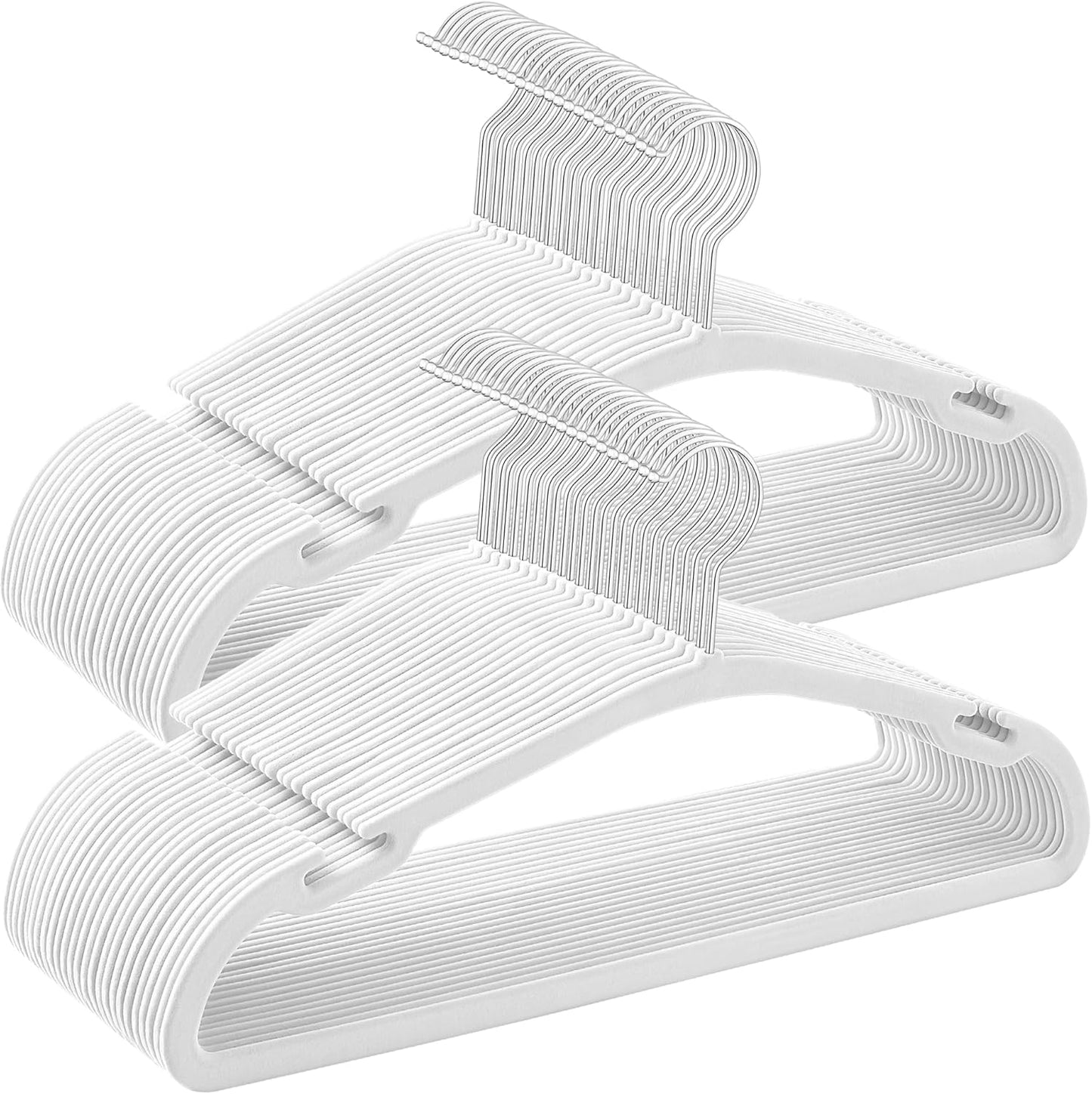 Velvet Hangers 50 Pack, Non-Slip Clothes Hangers, 17 X 8.3 Inches, Coat Hangers with Wide Shoulder Notches, Pants Bar, 360° Swivel Hook, Space-Saving, for Closet, Ink Black UCRF039B03