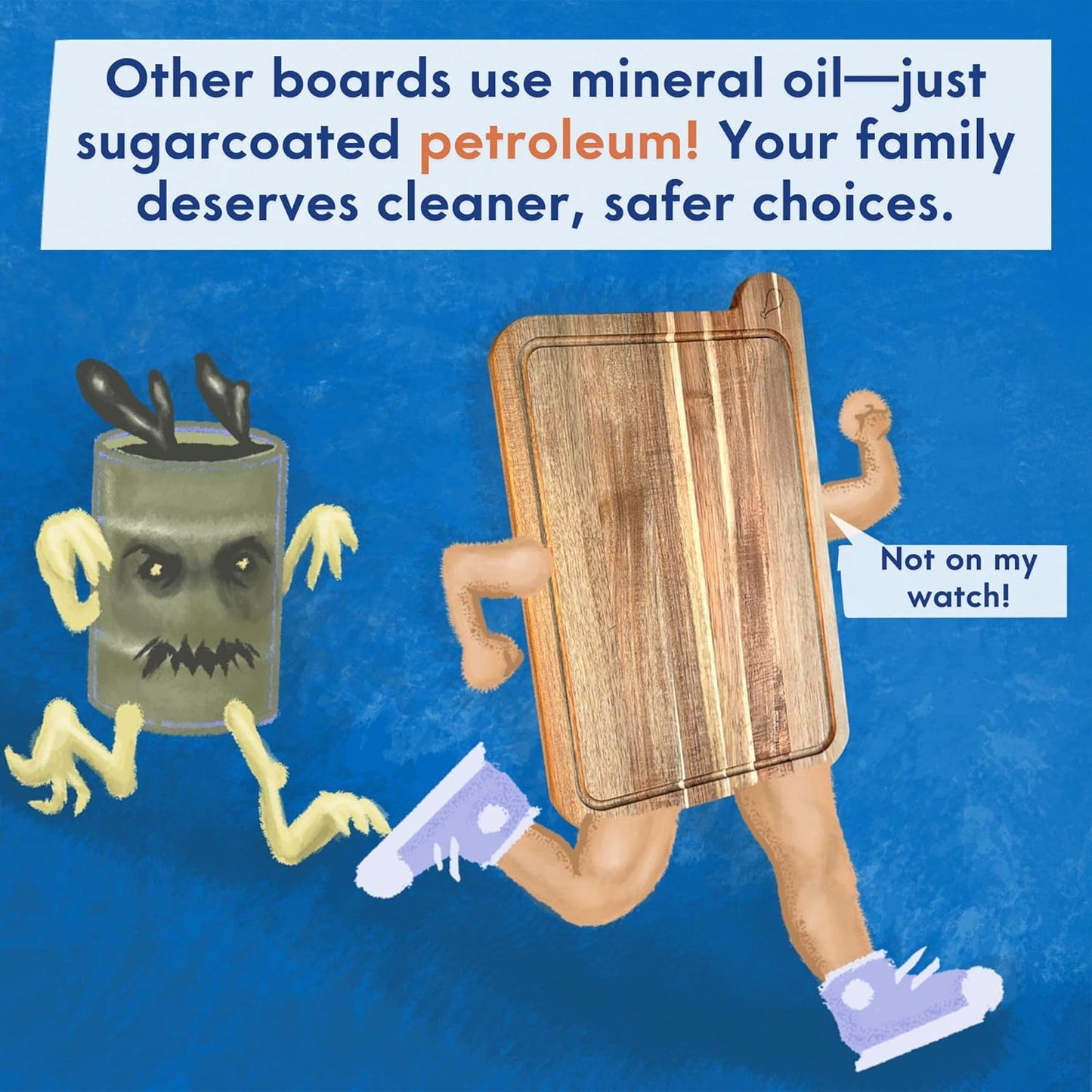 Non Toxic Cutting Boards - Cutting Board Set Free of Mineral Oil, Made of FSC Acacia Wood - Cutting Boards for Kitchen - Includes 3 Chopping Boards. by