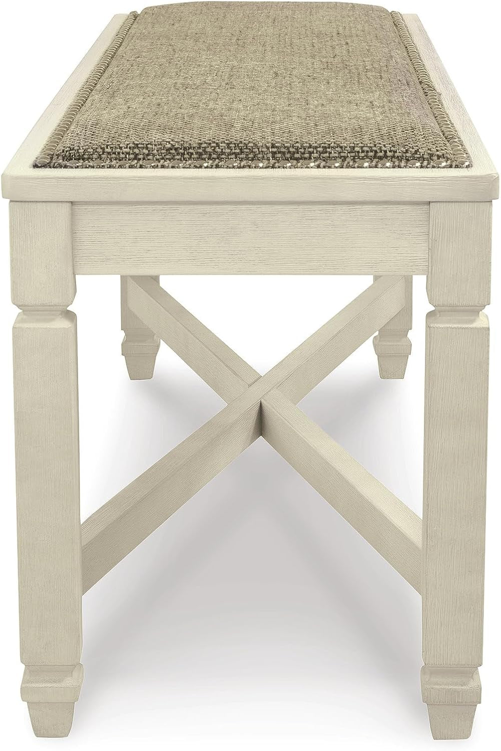 Bolanburg French Country Upholstered Dining Room Bench, Antique White