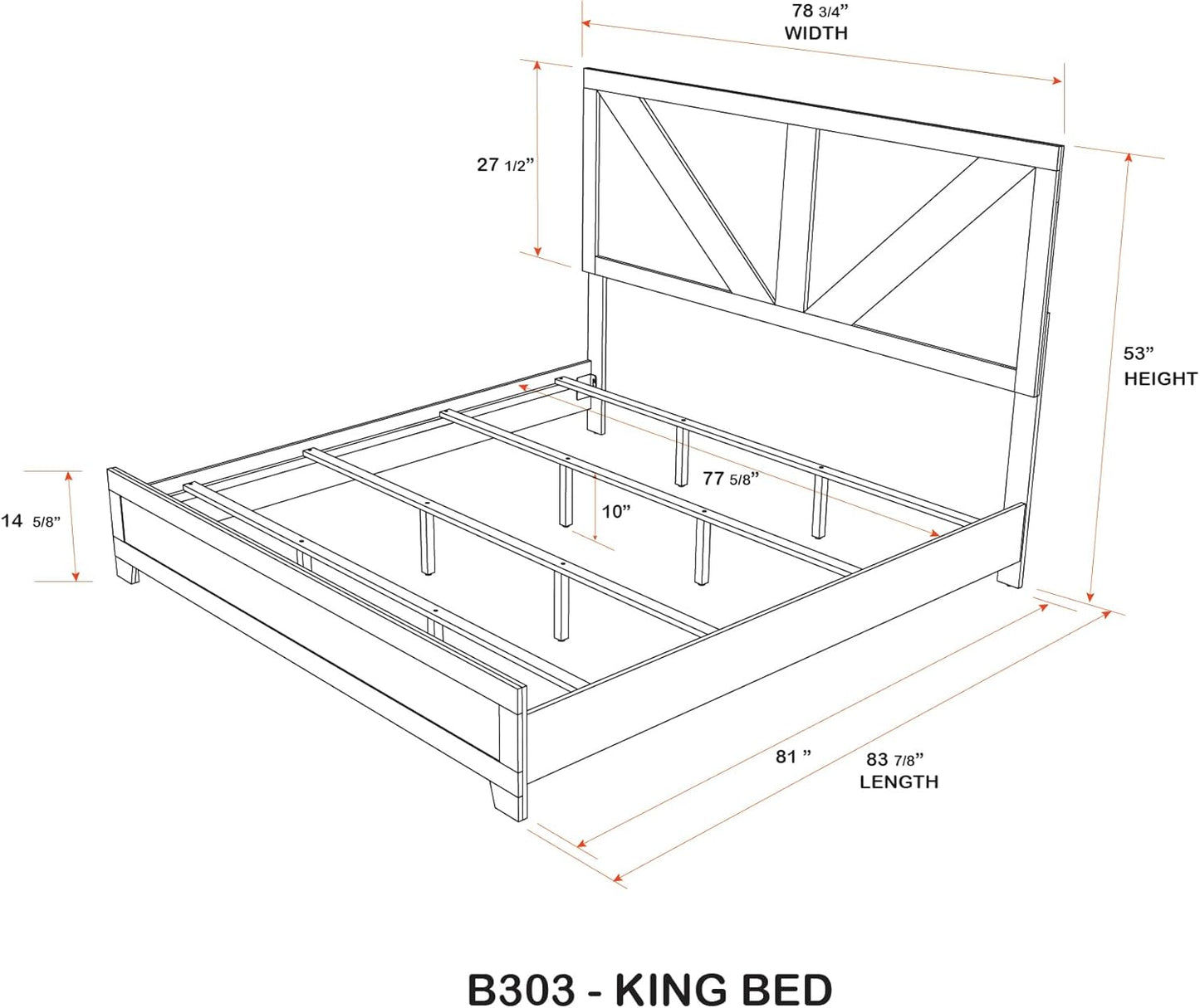 6-Piece Antique Natural King Size Bedroom Set - Bed, Dresser, Mirror, Chest and 2 Nightstands
