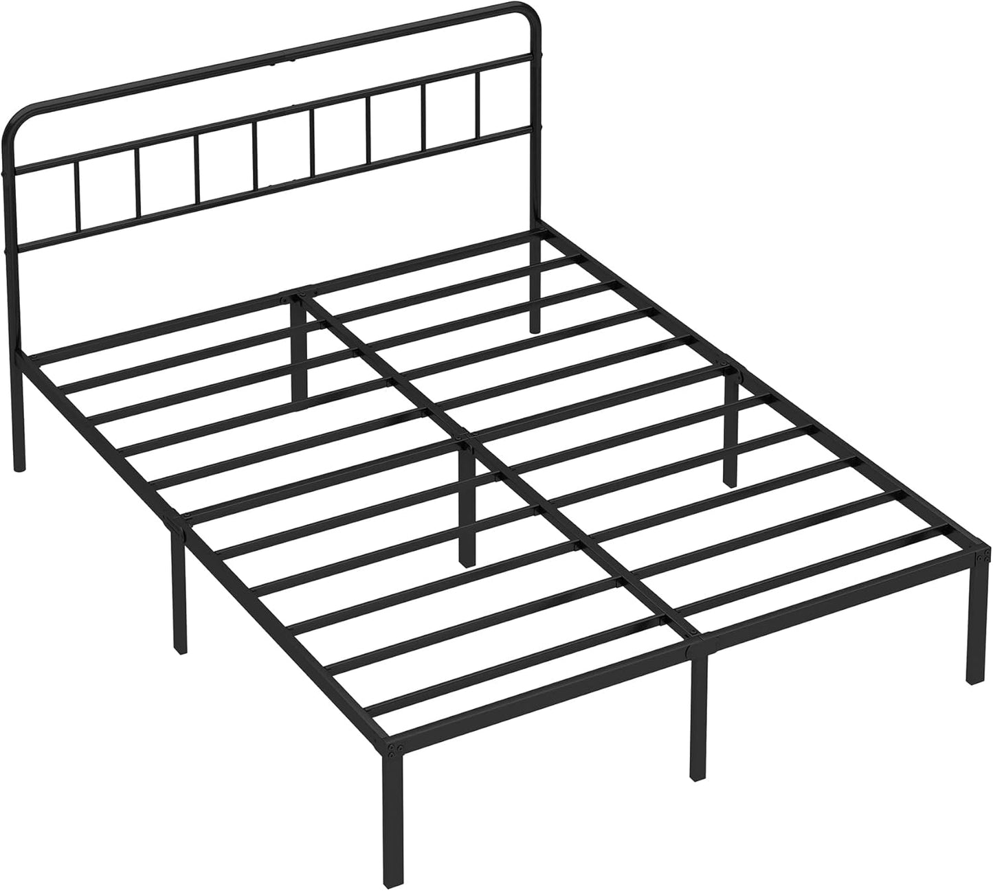Queen Bed Frame with Classic Headboard,Strong Metal Slats Support,Under Bed Storage Space,No Box Spring Needed,Easy to Assemble,Black