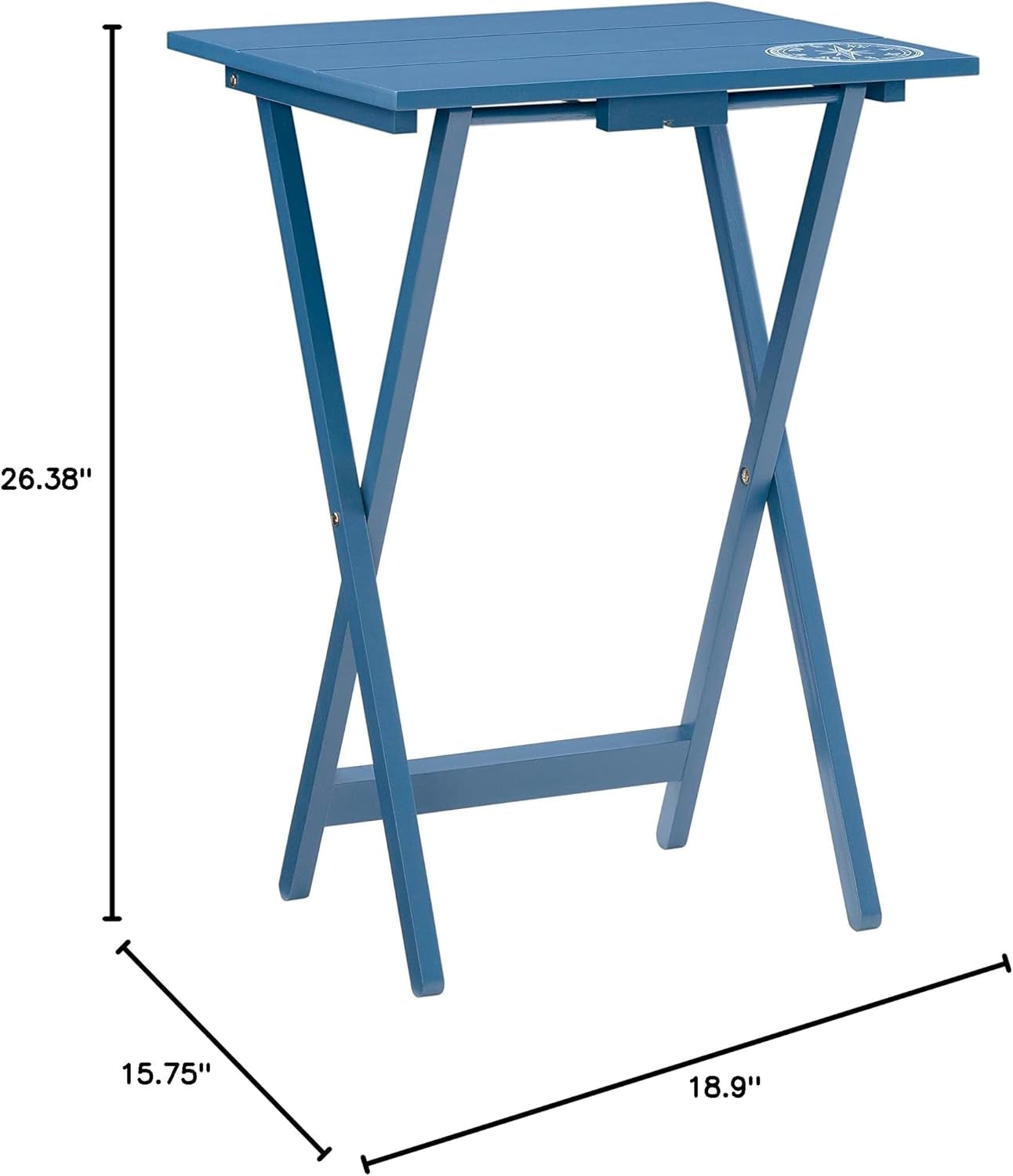 Navy tray table set with compass accent and stand, view 19