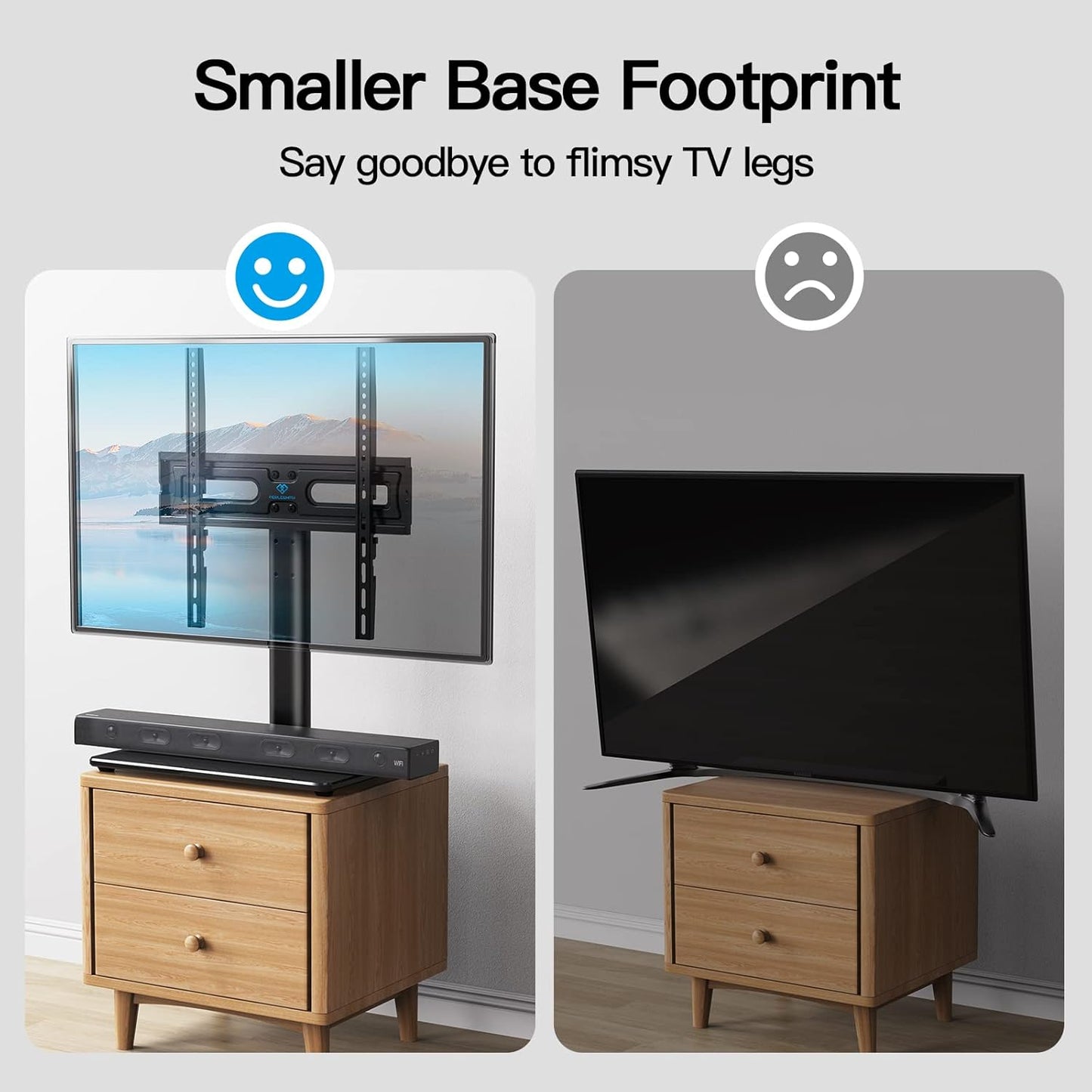 Universal TV Stand Table Top TV Base for 32 to 65 Inch LCD LED OLED 4K Flat Screen Tvs-Height Adjustable TV Mount Stand with Tempered Glass Base,Vesa 400X400Mm,Holds up to 88Lbs,Pstvs15