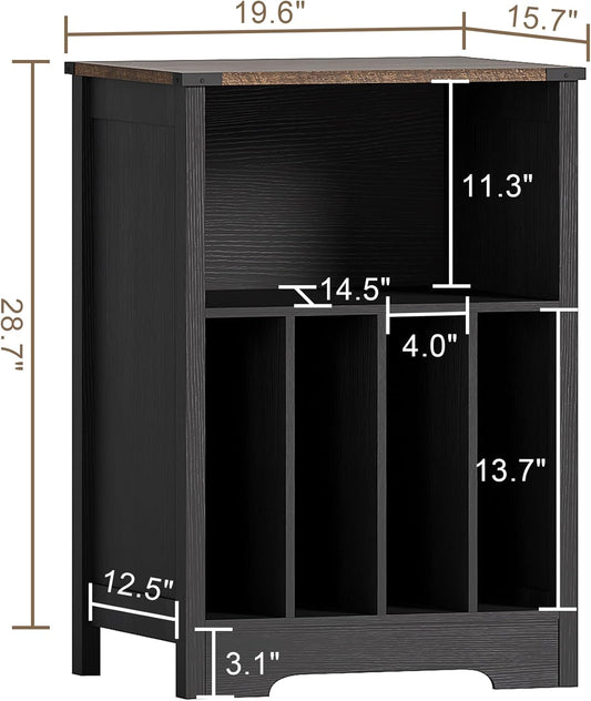 Record Player Stand, Vinyl Record Storage Cabinet, Turntable Stand Holds up to 160 Albums, Record Player Table Display Shelf for Living Room, Bedroom, Office, Vintage Black