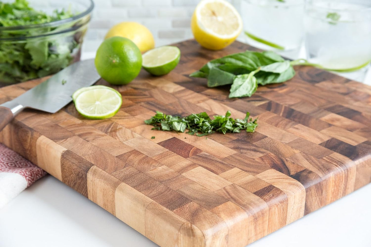 28218 Square Charleston End Grain Chef'S Board , Acacia Wood 14" Square