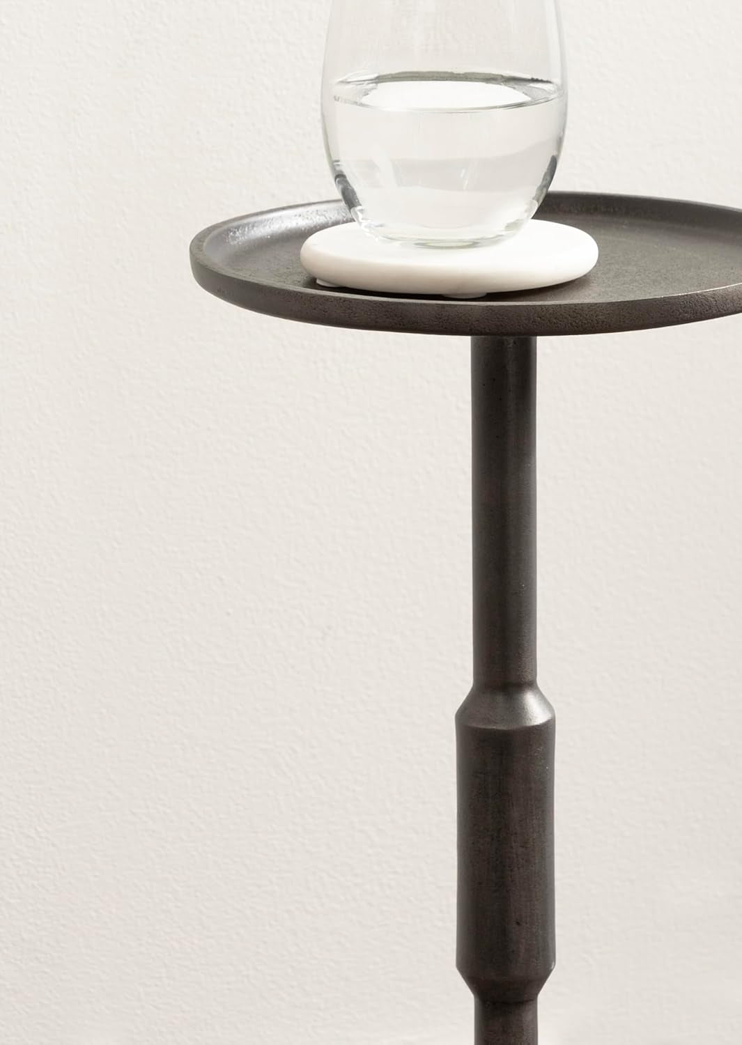 Truxton Modern round Metal Drink Table, 9 X 9 X 22, Graphite, Industrial Cast Aluminum Pedestal Table for Use as Indoor Plant Stand or Living Room Decor