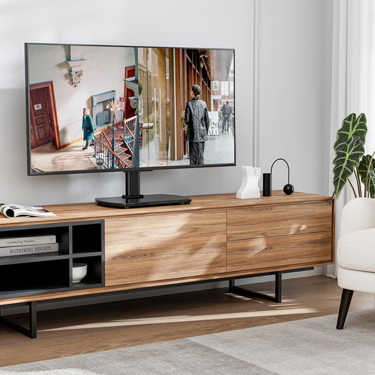 Universal TV Stand for 27-60 Inch Tvs with Swivel Mount, Height Adjustable Table Top TV Stand Mount, Heavy Duty Tempered Glass Base, TV Pedestal Stand Holds up to 88 Lbs, VESA 400X400Mm