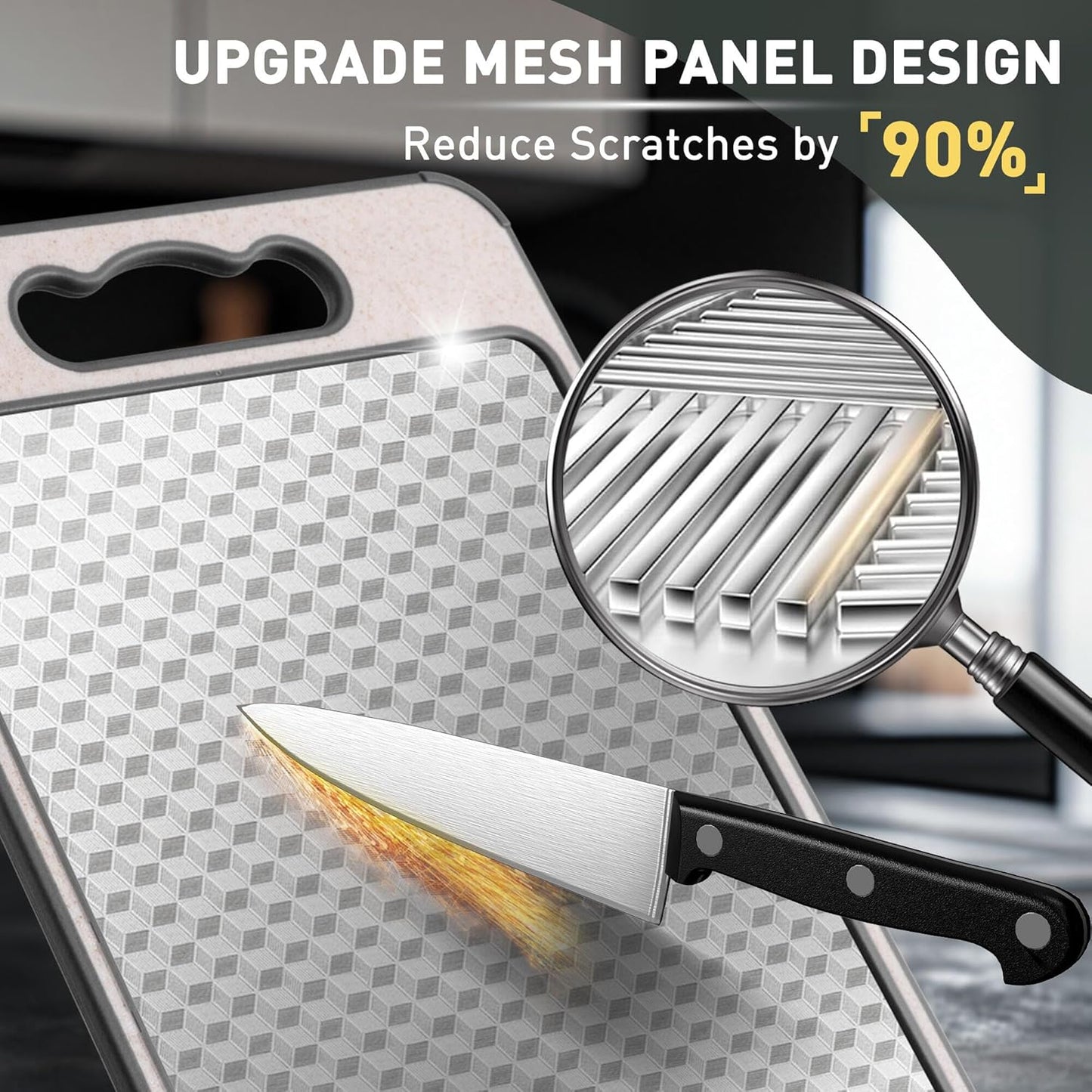Stainless Steel Cutting Board with Handle Non-Toxic Chopping Large Big Small Metal Carving Kitchen Meat Butcher Block Not Titanium Wood Bamboo Glass Marble Stone Rubber Plastic Sink