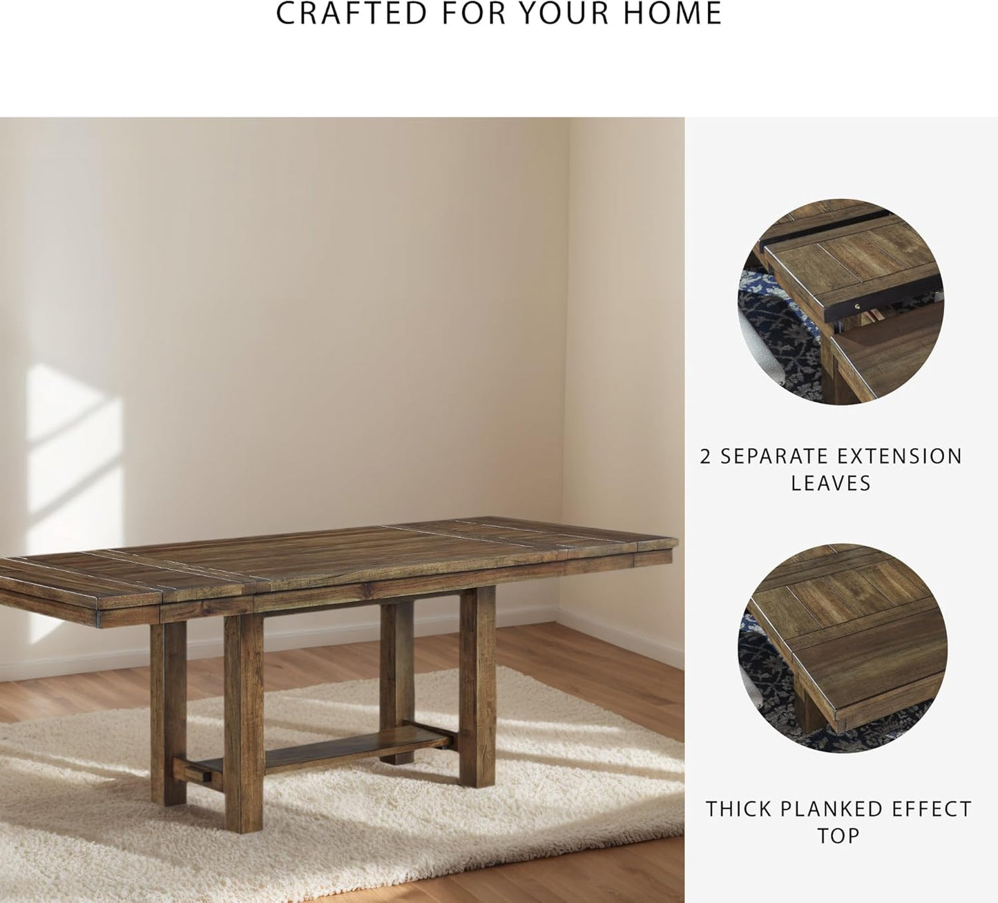 Moriville Farmhouse 36” X 30” Dining Extension Table, Seats up to 8, Brown