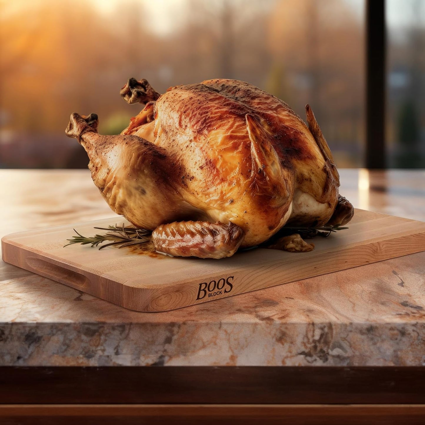 Chop-N-Slice Series Rectangular Wooden Maple Cutting Board 18”X12” – 1.25” Thick, 8-Lb Reversible Butcher Block with Eased Corners, Edge-Grain & Finger Grips – Made in the USA