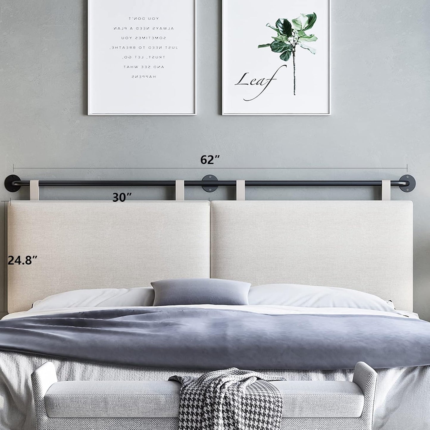 Headboards Queen Size Bed Headboard Wall Mounted Headboards for Bed with Linen Upholstery Cabeceras De Cama Hanging Headboard for Bedroom (Beige, Queen)