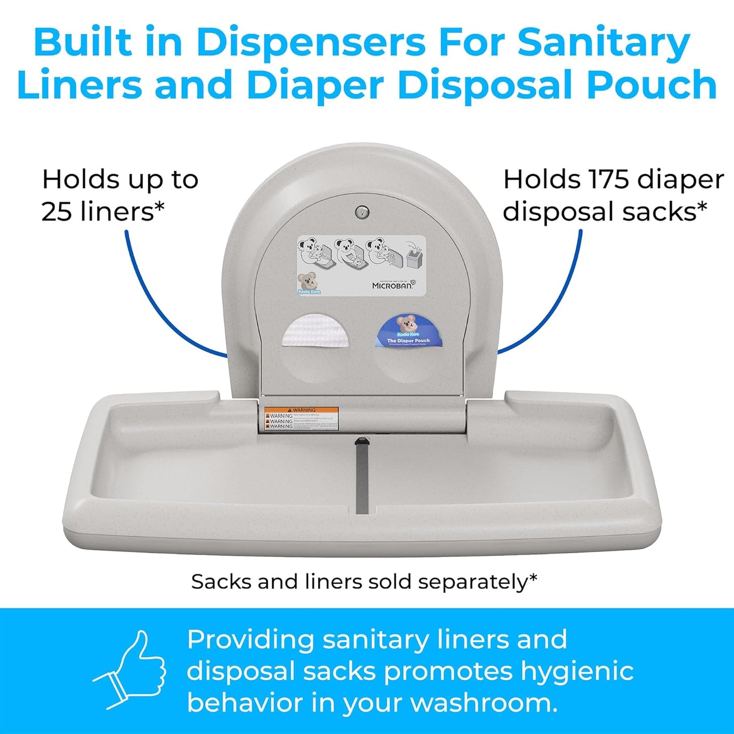 Surface-Mounted Horizontal Baby Changing Station, Model KB300-05 (White Granite)